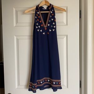 Navy blue mini dress with triangle details